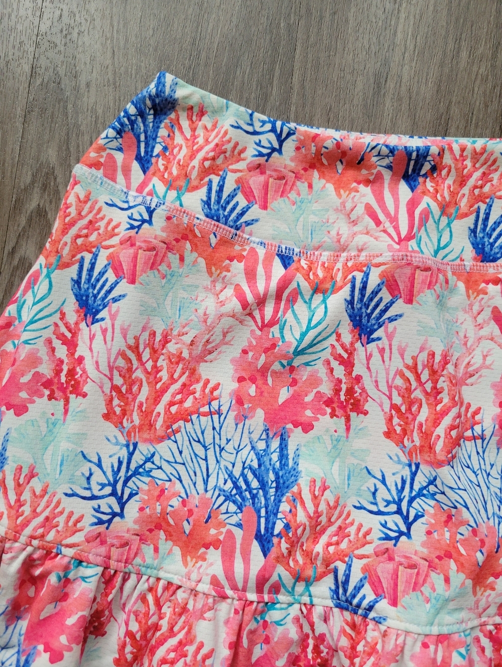 NWT Gottex Skort Multi Coral Print Golf Tennis Ruffle Hem Athletic Cooling SM - Picture 4 of 10